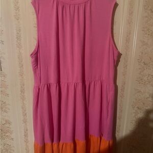Women’s Pink and Orange Tiered Swing Dress